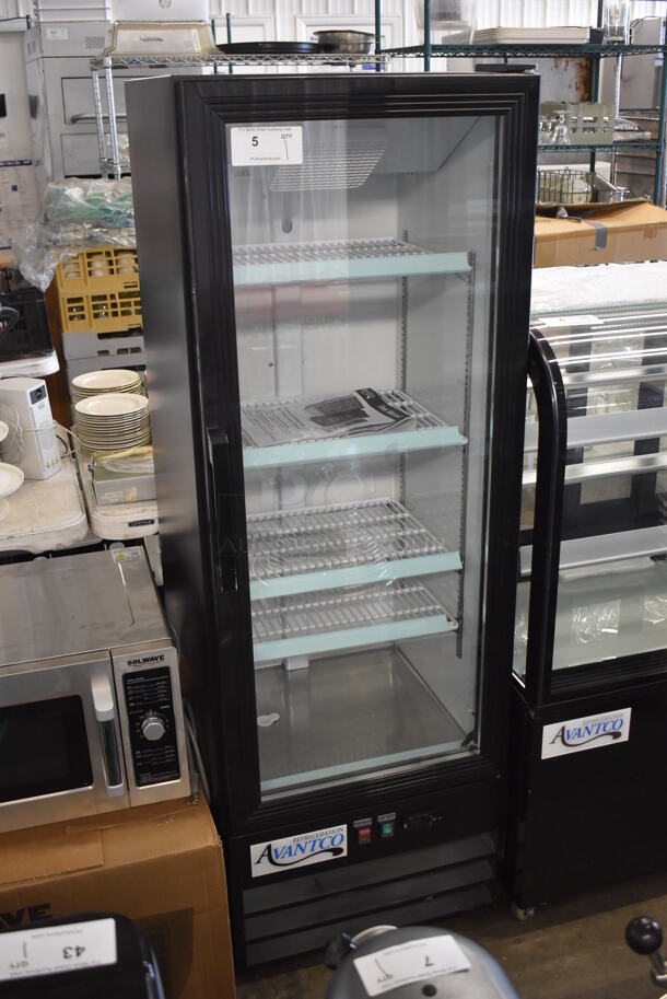 Avantco 178GDC10HCB Metal Commercial Single Door Reach In Cooler Merchandiser w/ Poly Coated Racks. 115 Volts, 1 Phase. 22x23x64. Tested and Powers On But Does Not Get Cold - Image 3 of 8