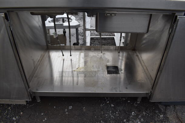 Stainless Steel Commercial Counter w/ 2 Sink Basins, 2 Faucets and 2 Handles. 60x32x42.5. Bays 9x12x6, 14x16x10 - Image 5 of 8