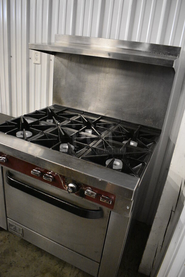 Southbend X436D Stainless Steel Commercial Natural Gas Powered 6 Burner Range w/ Oven, Over Shelf and Back Splash. 36x34x59 - Image 3 of 8