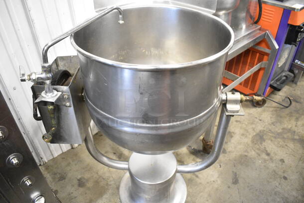 Stainless Steel Commercial Floor Style Direct Steam Powered Steam Kettle Manual Tilting Kettle.  - Image 7 of 7