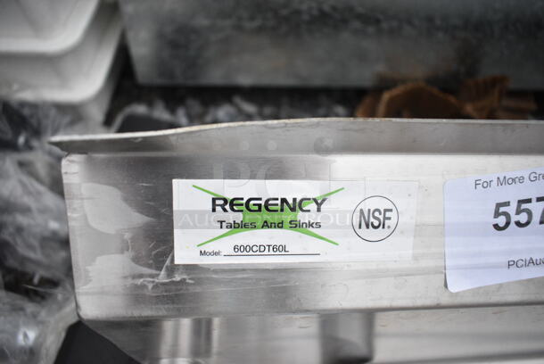 BRAND NEW SCRATCH AND DENT! Regency 600CDT60L 16 Gauge 5' Clean Dish Table - Left Drainboard - Image 6 of 6