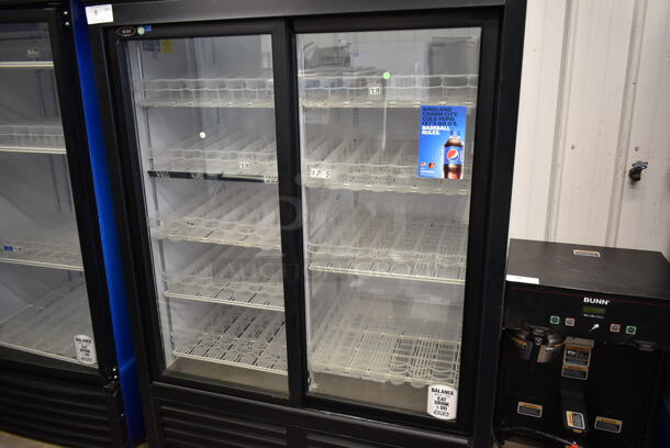 QBD ENERGY STAR Metal Commercial 2 Door Reach In Cooler Merchandiser w/ Poly Coated Racks and Drink Sliders. 115 Volts, 1 Phase. Tested and Working! - Image 3 of 9