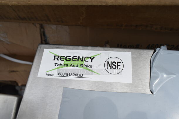 Lot of 2 BRAND NEW SCRATCH AND DENT! Regency 600IB1824LID Stainless Steel Sliding Lid for 18" x 24" Underbar Ice Bin - Image 4 of 6