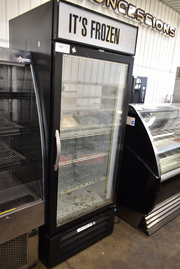 Beverage Air MMF27-1-B Metal Commercial Single Door Reach In Freezer Merchandiser w/ Poly Coated Racks. 115 volts, 1 Phase. Tested and Working! - Image 1 of 7