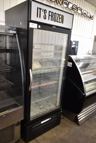 Beverage Air MMF27-1-B Metal Commercial Single Door Reach In Freezer Merchandiser w/ Poly Coated Racks. 115 volts, 1 Phase. Tested and Working!