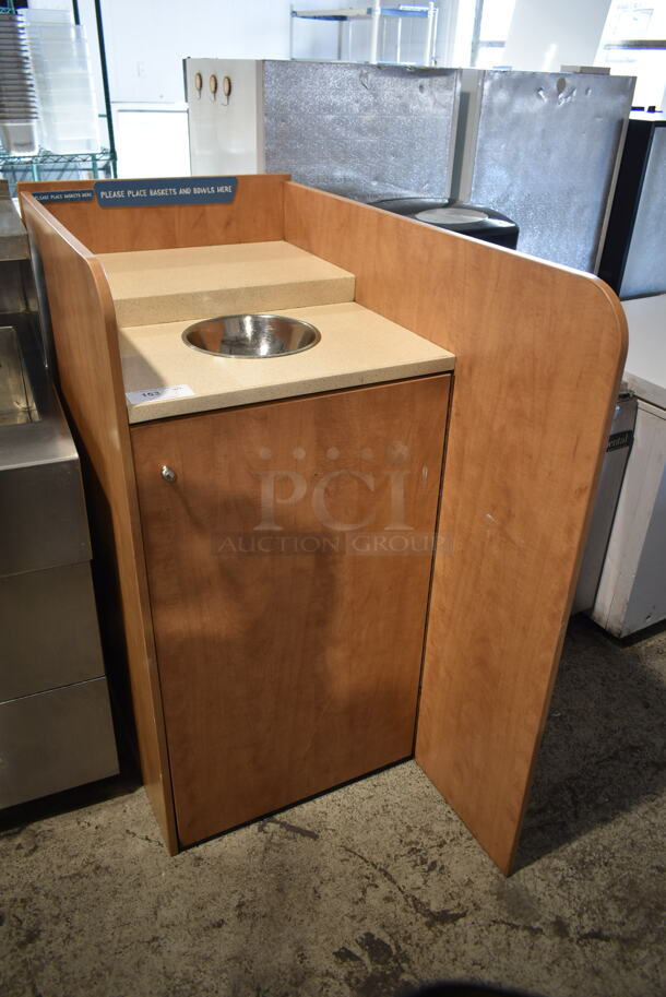 Wood Pattern Trash Can Shell w/ Trash Deposit Hole and Door.  - Image 1 of 6