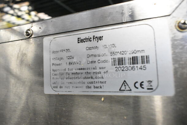 	BRAND NEW SCRATCH AND DENT! 2023 Hoocoo FRY-20L Stainless Steel Commercial Countertop Electric Powered 2 Bay Deep Fat Fryer w/ 2 Metal Baskets and 2 Lids. 120 Volts, 1 Phase. - Image 7 of 7