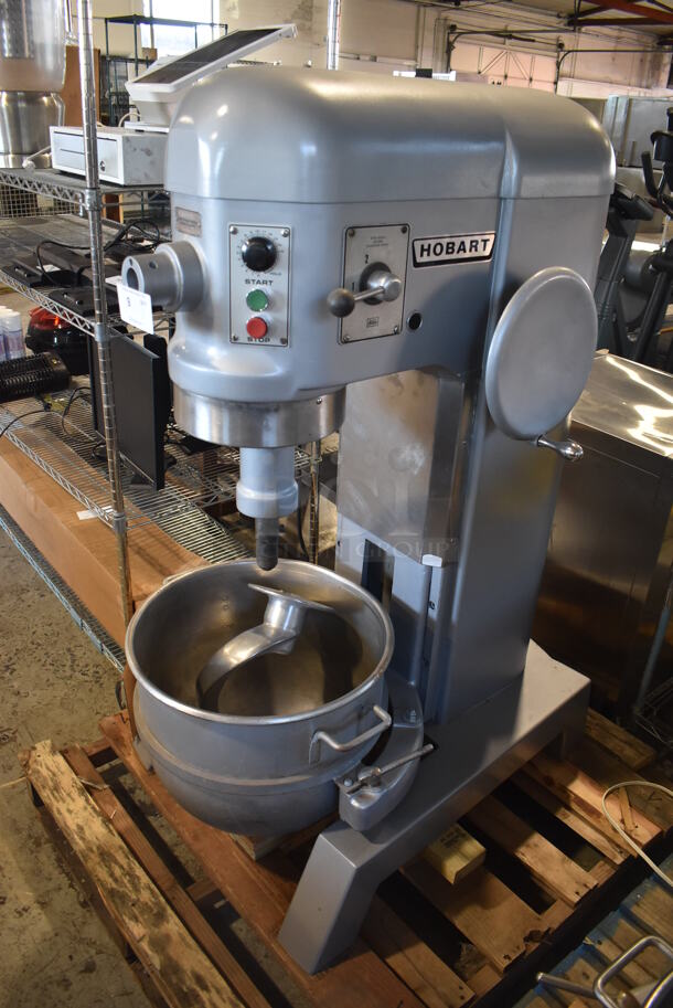 REFURBISHED! Hobart P 660 Metal Commercial Floor Style 60 Quart Planetary Dough Mixer w/ Stainless Steel Mixing Bowl and Dough Hook Attachment. 240 Volts, 1 Phase. Unit Has Been Professionally Refurbished! 28x40x56