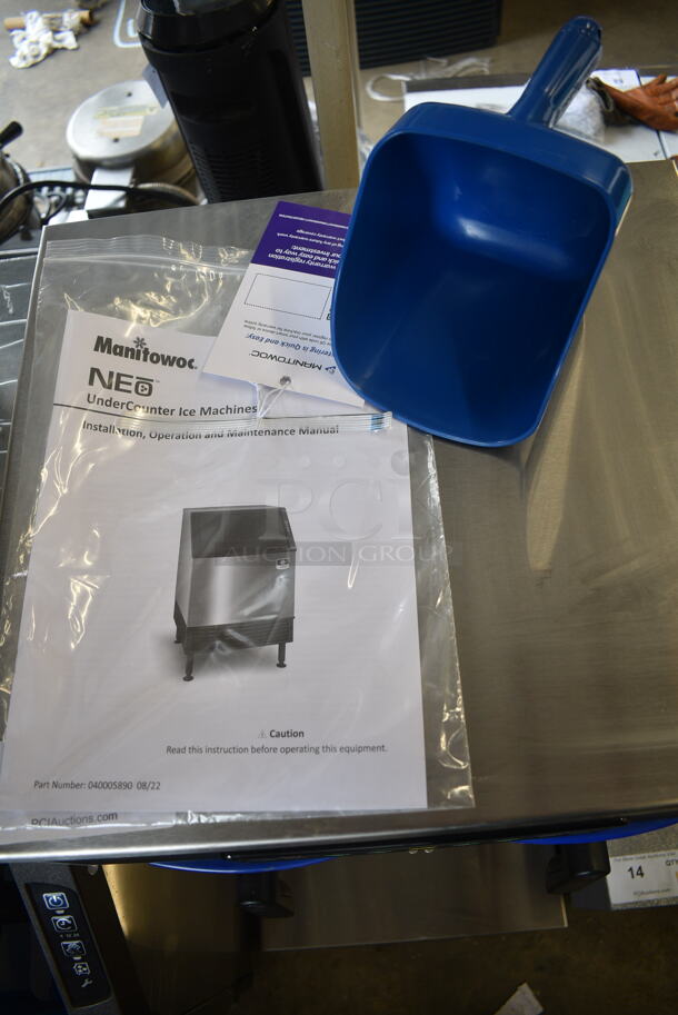 BRAND NEW SCRATCH AND DENT! 2023 Manitowoc UDF0190A-161B Stainless Steel Commercial Undercounter Self Contained Dice Cube Ice Machine with 90 lb. Bin. 198 lb. 115 Volts, 1 Phase.  - Image 6 of 7