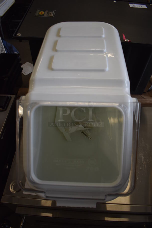 BRAND NEW IN BOX! Bakers Mark White and Clear Poly Ingredient Bin. 11x23x17  - Image 3 of 7