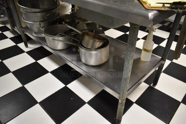 Stainless Steel Commercial Table w/ Mounted Commercial Can Opener and Under Shelf. (kitchen)  - Image 4 of 6