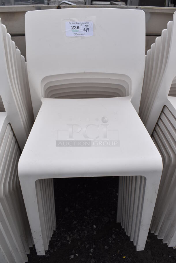 9 White Poly Dining Chairs. 17.5x18x31. 9 Times Your Bid!