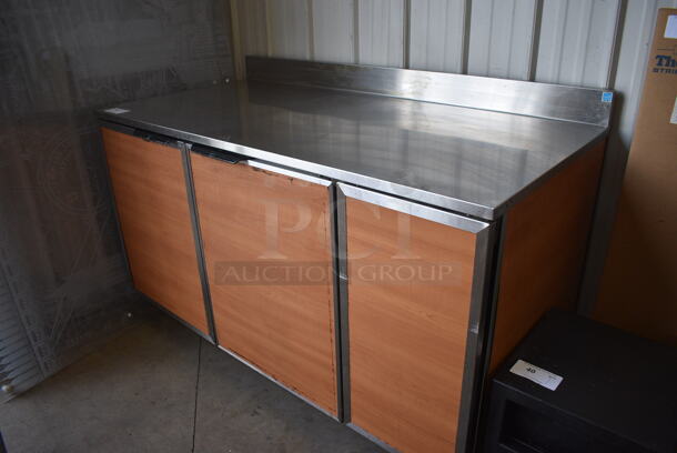 Duke Model RBC-60M Stainless Steel Commercial 2 Door Work Top Counter Cooler w/ Wood Pattern Doors. 120 Volts, 1 Phase. 60x30x40. Tested and Working! - Image 2 of 7