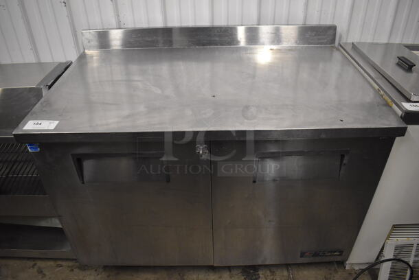2012 True TWT-48 ENERGY STAR Stainless Steel Commercial 2 Door Work Top Cooler on Commercial Casters. 115 Volts, 1 Phase. 48x30x42. Tested and Working!