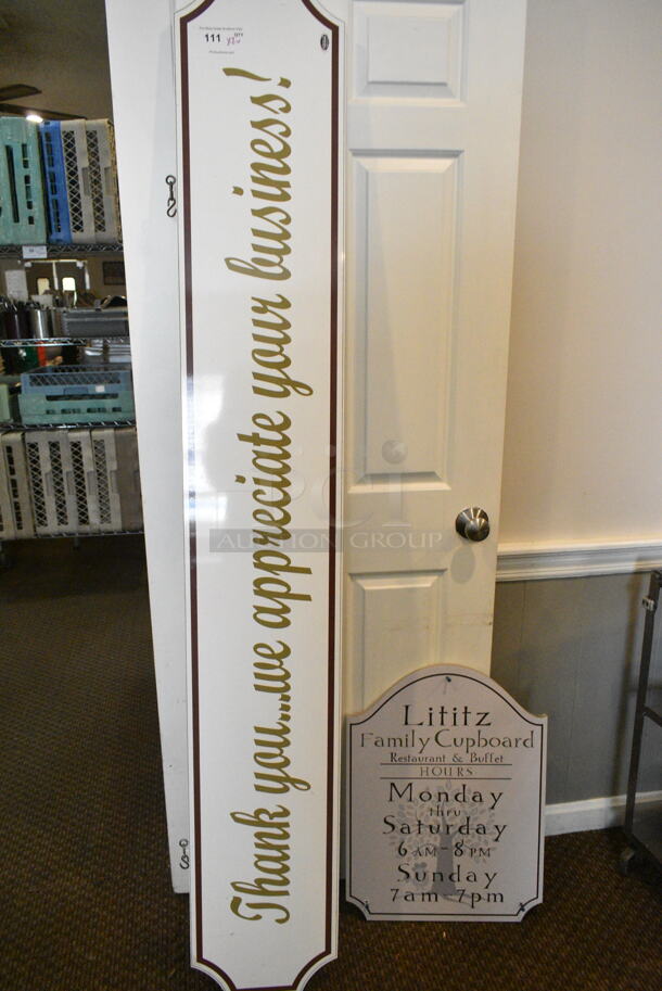 2 Various Signs. Includes 13x1x78, 18x1x24. 2 Times Your Bid! (secondary dining room) - Image 3 of 3