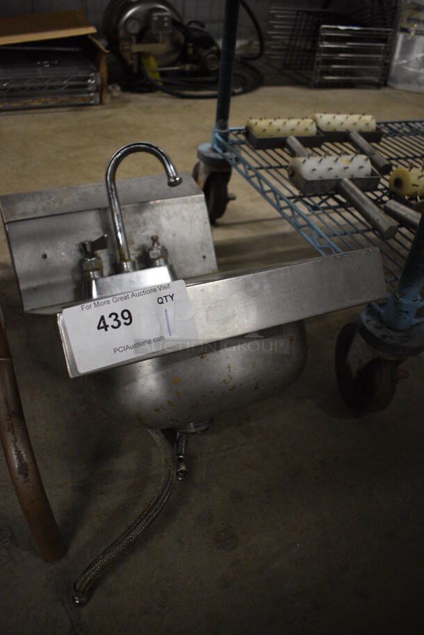 Advance Tabco Stainless Steel Commercial Single Bay Wall Mount Sink w/ Faucet and Handles. 12.5x17.5x15 - Image 3 of 4