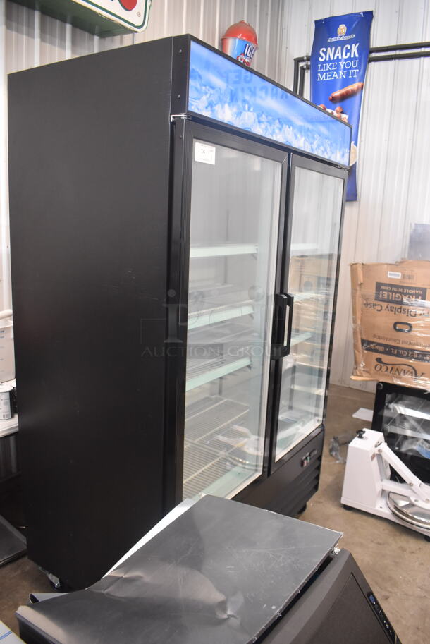 SCRATCH AND DENT! Avantco GDC-49F-HC 53" Black Swing Glass Door Merchandiser Freezer with LED Lighting on Commercial Casters 115 Volt 1 Phase. Tested and Does Not Power On - Image 2 of 8