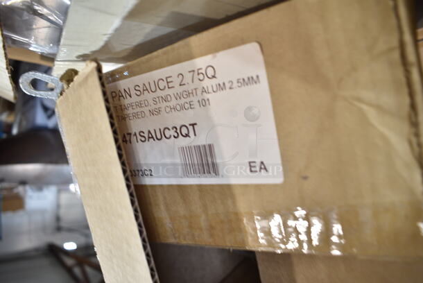 PALLET LOT of 36 BRAND NEW Boxes Including TN20 Solo Ultra Clear™ TN20 20 oz. Clear Straight Wall PET Plastic Cold Cup - 1000/Case, 760IC06B Choice 6 oz. Blue Paper Frozen Yogurt / Food Cup - 1000/Case, 130IC20BL500 Choice 20 lb. Blue Heavy Duty Plastic Ice Bag - 500/Case, 433MSLCPIE Choice 5" Clear Hinged Slice Container with Medium Dome Lid - 300/Case, 0 OneUp by Choice Kraft 2-Ply Wide Interfold 6 1/2" x 8 1/2" Dispenser Napkin - 6000/Case, Vigor 473SSAUCP6 6 Qt. Stainless Steel Sauce Pan with Aluminum-Clad Bottom and Cover, Libbey 1102 Symbio 14 oz. Customizable Coupe Glass - 12/Case, 471SAUC3QT Choice 2.75 Qt. Tapered Aluminum Sauce Pan, 129MCR32B Choice 32 oz. Black Round Microwavable Heavy Weight Container with Lid 7 1/4" - 150/Case, 128HD16COMBO ChoiceHD 16 oz. Microwavable Translucent Plastic Deli Container and Lid Combo Pack - 240/Case, SBTG3 Dart TamperGuard 3-Compartment Tamper-Resistant, Tamper-Evident Container - 300/Case, Response 12620 2-Ply Jumbo 1750' Toilet Paper Roll with 12" Diameter - 6/Case, 3 Box Lavex Li'l Herc 55-60 Gallon 1.2 Mil 38" x 58" Low Density Medium-Duty Black Trash Bag / Can Liner - 100/Case, 612FFL1230 Choice Foil Steam Table Pan Lid - Full Size - 50/Case. 36 Times Your Bid! - Image 11 of 12