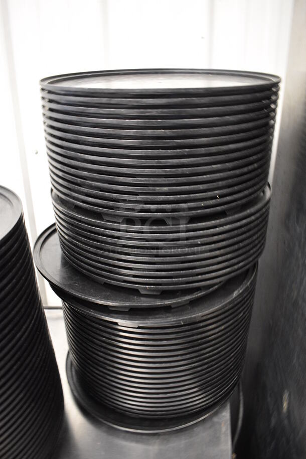 ALL ONE MONEY! Lot of 79 Pizza Hut Black Poly Round Trays for Pizza Making System. 15x15x1 - Image 3 of 4
