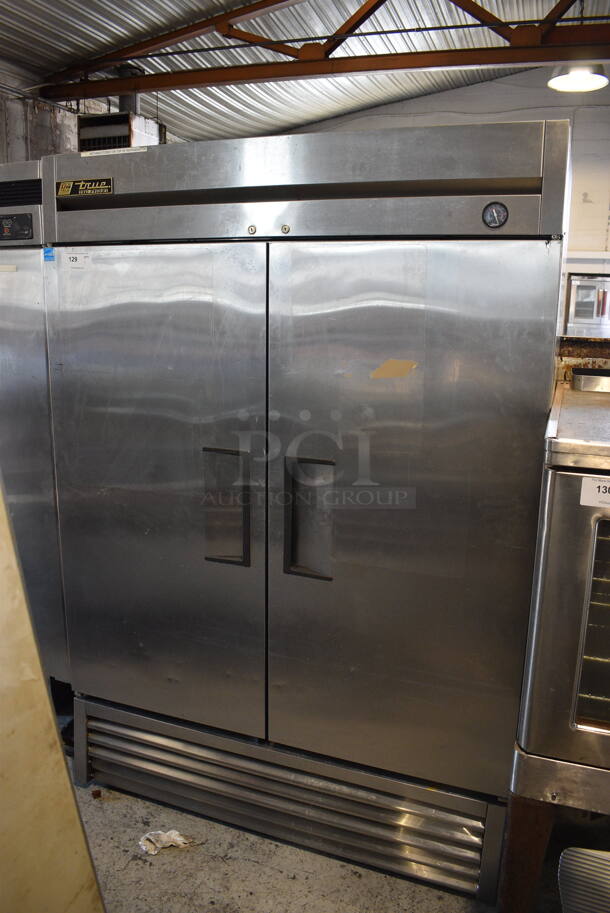 2012 True T-49 Commercial Stainless Steel Two Door Reach In Cooler With Polycoated Shelves 115V, 1 Phase. Tested and Does Not Power On