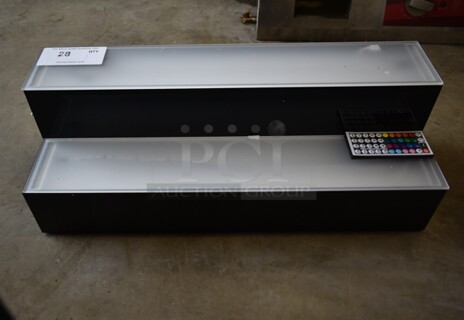 BRAND NEW! Metal Countertop 2 Tier Light Up Bottle Display w/ Remote. Cannot Test Due To Missing Power Cord
