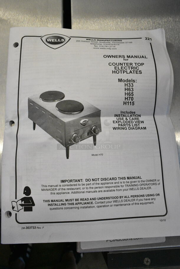 BRAND NEW SCRATCH AND DENT! Wells H70 Stainless Steel Commercial Countertop Electric Powered 2 Burner Hot Plate Range. 208/240 Volts, 1 Phase.  - Image 6 of 7