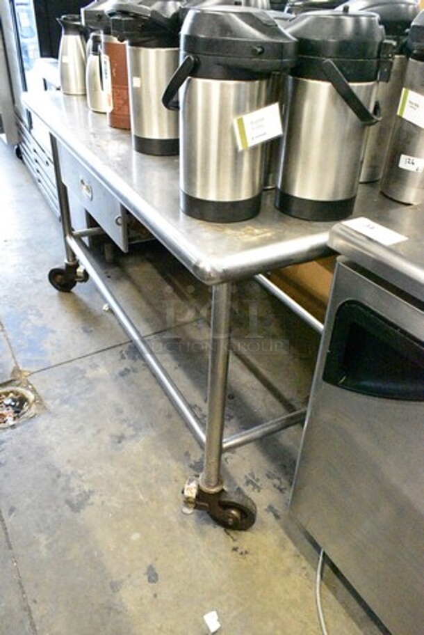 Stainless Steel Table w/ Drawer on Commercial Casters. - Image 2 of 4