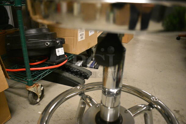 Adjustable Metal Stool with Black Cushion - Image 3 of 4