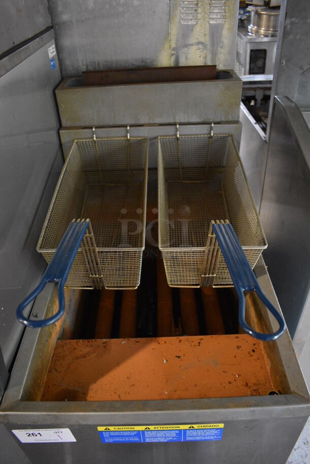 2019 Pitco Frialator 65C Stainless Steel Commercial Floor Style Natural Gas Powered Deep Fat Fryer w/ 2 Metal Fry Baskets. 150,000 BTU. 20x35x48 - Image 8 of 8