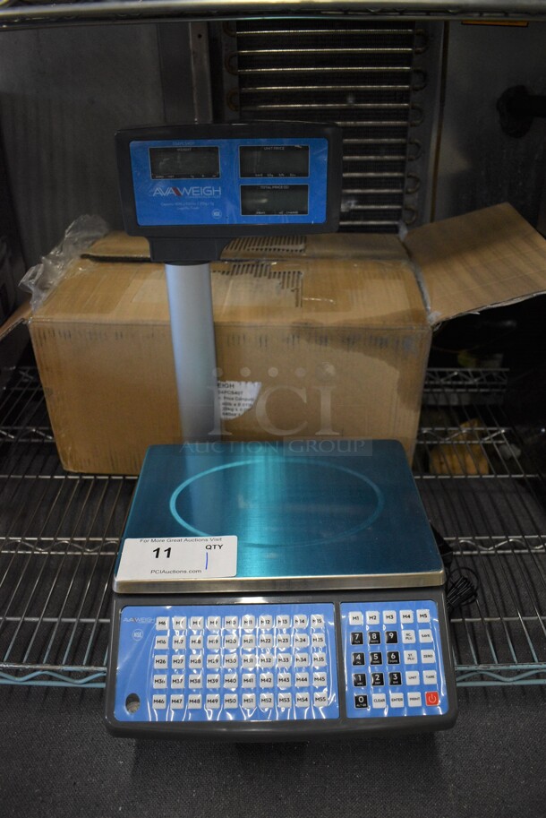 BRAND NEW! AvaWeigh 334PCS40T Stainless Steel Commercial Countertop 40 Pound Capacity Digital Price Computing Scale with Tower. 11.5x15x18. Tested and Working!