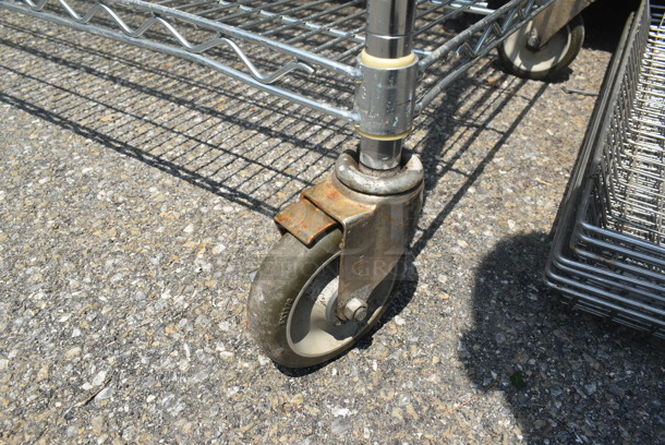 Chrome Finish 6 Tier Wire Shelving Unit on Commercial Casters. BUYER MUST DISMANTLE. PCI CANNOT DISMANTLE FOR SHIPPING. PLEASE CONSIDER FREIGHT CHARGES. - Image 4 of 5