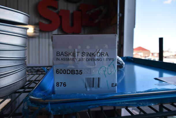 ALL ONE MONEY! Tier Lot of Various BRAND NEW Items Including Metal Round Baking Pans, 600DB35 Basket Sink Drain, 461RPC06910 Metro A Gasket, 407BUNFULL Aluminum Baking Pans.  - Image 4 of 6