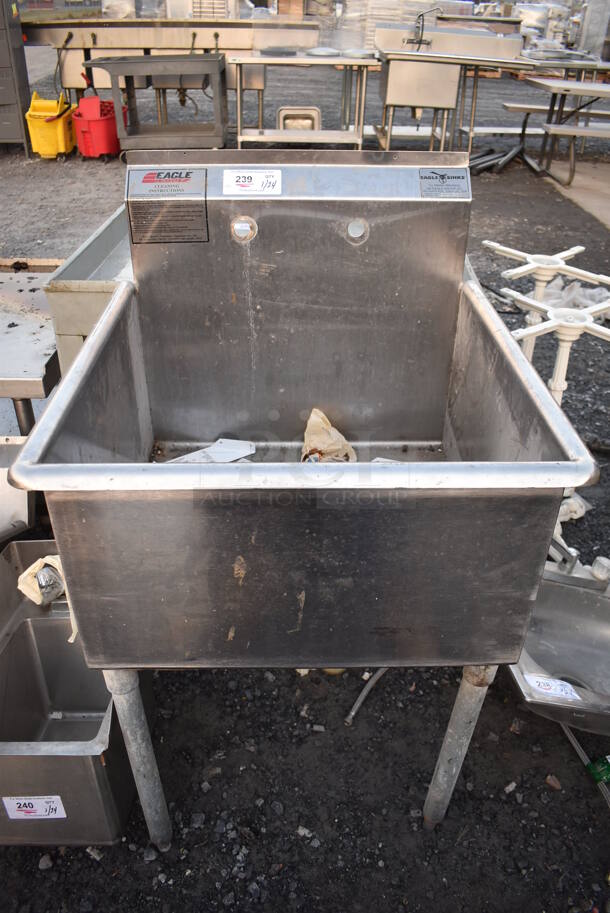 Eagle Stainless Steel Commercial Single Bay Sink. 28x28x44