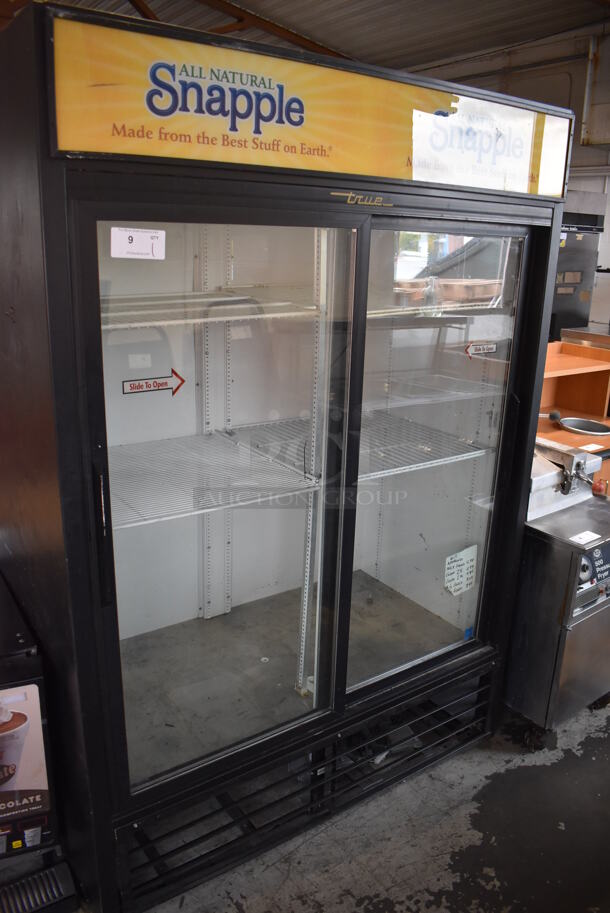 2010 True GDM-47 ENERGY STAR Metal Commercial 2 Door Reach In Cooler Merchandiser w/ Poly Coated Racks. 115 Volts, 1 Phase. 54x30x79. Tested and Powers On But Does Not Get Cold - Image 1 of 5