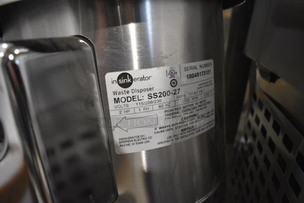BRAND NEW SCRATCH AND DENT! Insinkerator Model SS200-27 Stainless Steel Commercial Garbage Waste Disposal. Goes Great w/ Lot # 197! 115/208/230 Volts, 1 Phase. 11x16x28 - Image 3 of 5