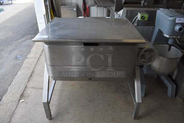 Lolo Stainless Steel Commercial Floor Style Natural Gas Powered Manual Tilting Braising Pan. 50x35x42