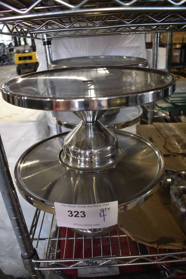 4 Metal Cake Stands. 13x13x7. 4 Times Your Bid!