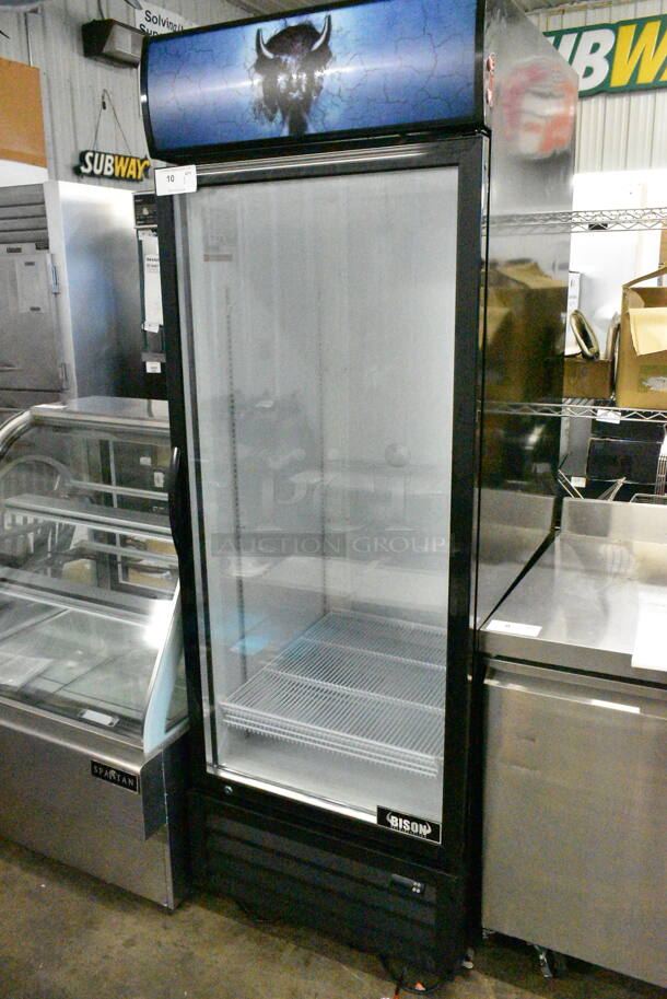 2024 Bison BGM-21 Metal Commercial Single Door Reach In Cooler Merchandiser w/ Poly Coated Racks on Commercial Casters. 115 Volts, 1 Phase. Tested and Working! - Image 2 of 8