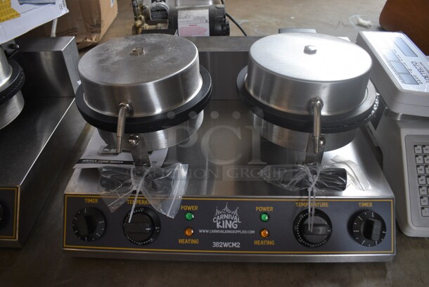 BRAND NEW IN BOX! Carnival King Model 382WCM2 Stainless Steel Commercial Countertop Double Waffle Cone Maker. 120 Volts, 1 Phase. 20x19x11 - Image 2 of 8