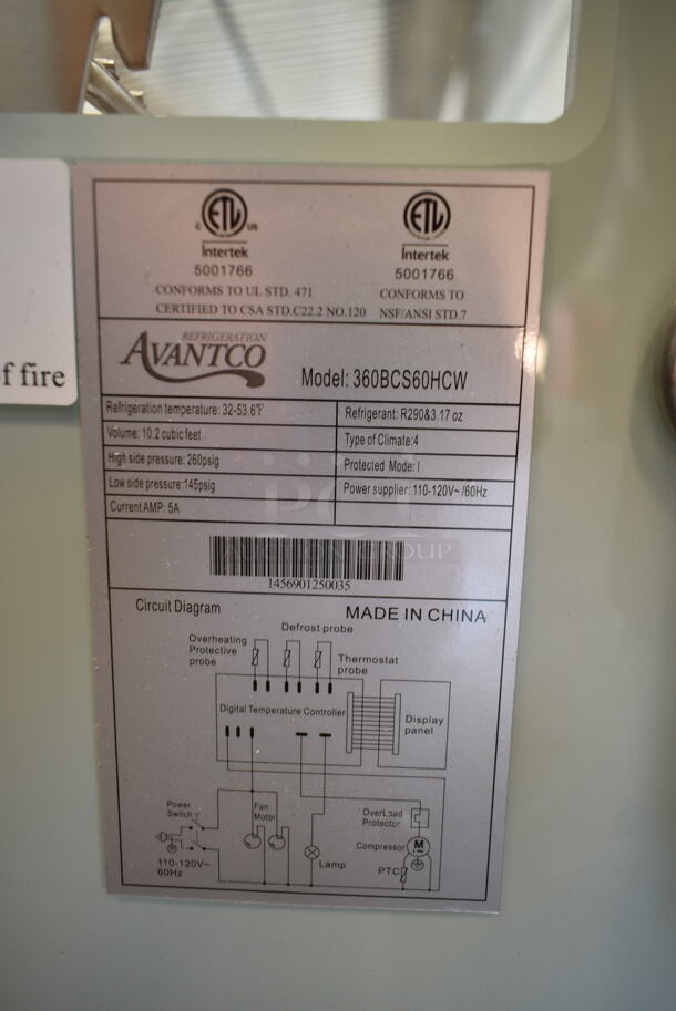 BRAND NEW SCRATCH AND DENT! Avantco 360BCS60HCW 60" White Refrigerated Square Countertop Bakery Display Case with LED Lighting. See Pictures for Side Glass Pane Damage. 115 Volts, 1 Phase. Tested and Powers On But Does Not Get Cold - Image 7 of 7