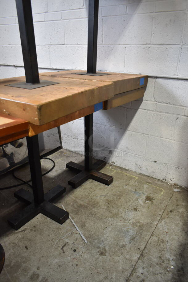 8 Butcher Board Wooden Dining Height Table on Black Metal Table Base. 8 Times Your Bid! - Image 7 of 8