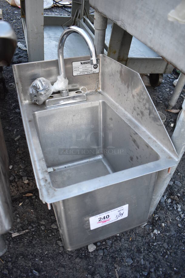 Krowne Stainless Steel Commercial Single Bay Sink w/ Faucet. No Legs. 12x18x24 - Image 2 of 4