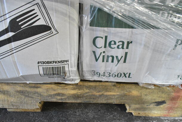 36 BRAND NEW Boxes Including 5008DWALLC Choice 8 oz. Tall Coffee Break Print Smooth Double Wall Paper Hot Cup - 500/Case, 346WSNSM Choice Medium Weight White Wrapped Plastic Spork, Straw, and Napkin Kit - 1000/Case, 500MF963B16 Choice 9" x 6" 1-Compartment Microwaveable Black Mineral-Filled Plastic Hinged Take-Out Container, 130BKFKNSPH Choice Black Heavy Weight Wrapped Plastic Fork and Knife Cutlery Pack with Napkin and Salt and Pepper Packets - 250/Case, 500CC12 Choice Clear PET Customizable Plastic Cold Cup - 12 oz. - 1000/Case, 500TW7 Choice 7 oz. Translucent Thin Wall Plastic Cold Cup - 2500/Case, 130SCB048FL Visions Clear PET Plastic Flat Lid for 24, 32, and 48 oz. Square Bowls - 300/Case, 127RD8BULK Choice 8 oz. Customizable Microwavable Translucent Round Deli Container - 500/Case, 795PTOWHT4 Choice White Microwavable Folded Paper #4 Take-Out Container 7 3/4" x 5 1/2" x 3 1/2" - 160/Case. 36 Times Your Bid!  - Image 8 of 12