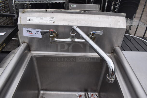 Stainless Steel Commercial Single Bay Sink w/ Faucet and Handles. 23x24x46 - Image 3 of 5