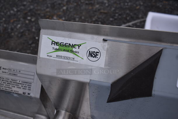 BRAND NEW SCRATCH AND DENT! Regency 600S12323224 Stainless Steel Commercial Single Bay Sink w/ Dual Drain Boards. No Legs. Bay 23x23. Drain Boards 22.5x24.5 - Image 7 of 8