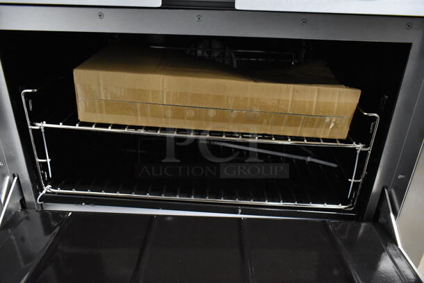 BRAND NEW SCRATCH AND DENT! Cooking Performance Group CPG 351C36N Stainless Steel Commercial Natural Gas 6 Burner Range w/ Convection Oven and Back Splash. 212,000 BTU.  - Image 5 of 6