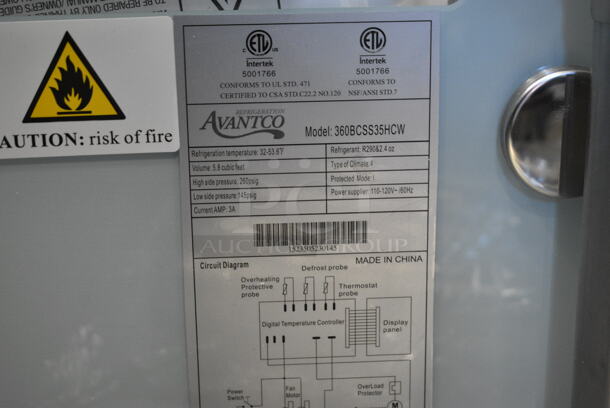 BRAND NEW SCRATCH AND DENT! Avantco 360BCSS35HCW 34 5/8" White Self-Serve Refrigerated Countertop Bakery Display Case with LED Lighting. 115 Volts, 1 Phase. Tested and Working! - Image 5 of 5