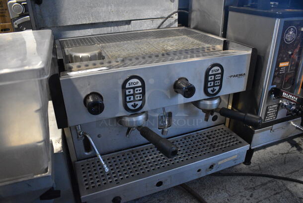 Faema Stainless Steel Commercial Countertop 2 Group Espresso Machine w/ 2 Portafilters and Steam Wand. 220 Volts. 24x22x18 - Image 2 of 5