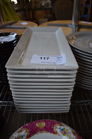 15 White Ceramic Rectangular Plates. 7x14.25x1. 15 Times Your Bid!