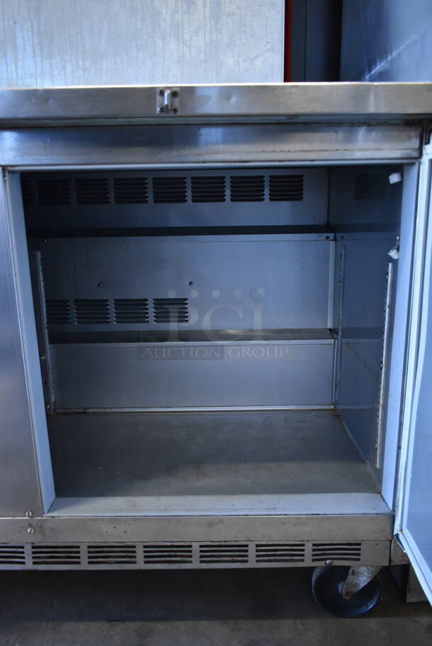 Beverage Air WTR60A Stainless Steel Commercial 2 Door Undercounter Cooler on Commercial Casters. 115 Volts, 1 Phase. Tested and Powers On But Does Not Get Cold  - Image 6 of 7
